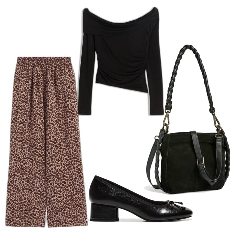 Outfit mujer - Urban style. Estilo Urban para Todos los días. Combinación con bailarinas, pantalones palazzo, bandoleras, top.