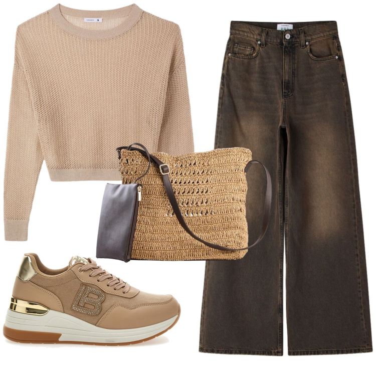 Outfit donna - Total look #2378518. Stile Casual per Tutti i giorni. Abbinamento con borse a tracolla, jeans, maglieria, sneakers.