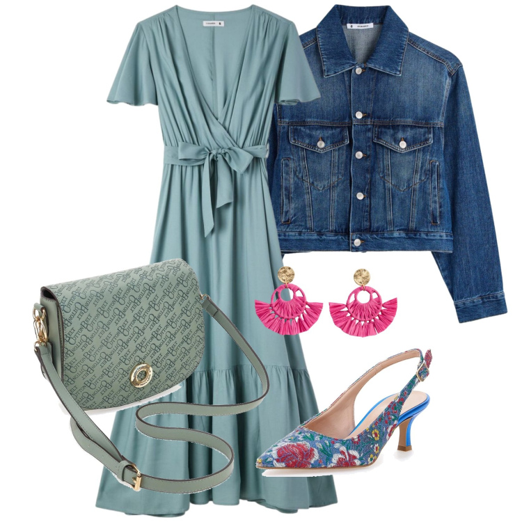 Outfit donna - Total look #2378560. Stile Casual chic per Tutti i giorni. Abbinamento con orecchini, vestiti lunghi, cappotti, décolleté, borse a tracolla.