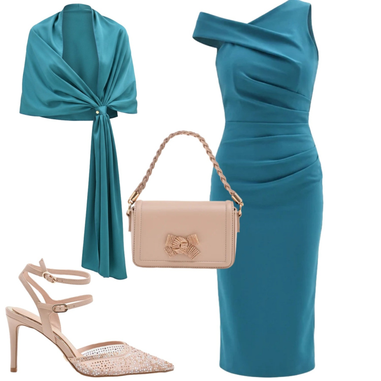 Outfit donna - Matrimonio. Stile Chic per Cerimonia. Abbinamento con vestiti asimmetrici, stole, décolleté, pochette.