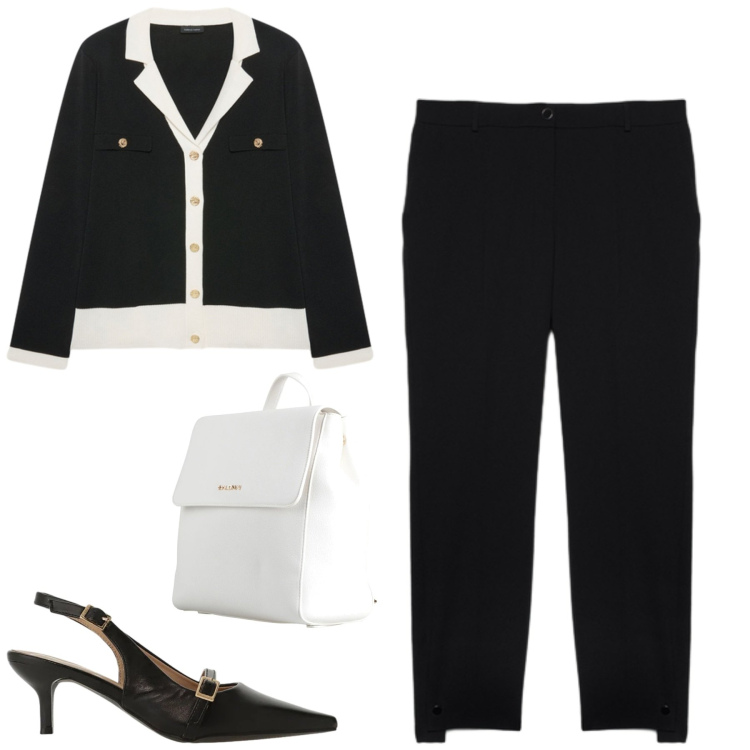 Outfit donna - Fiorella Rubino. Stile Minimal per Tutti i giorni. Abbinamento con zaini, sandali col tacco, cardigans, pantaloni.