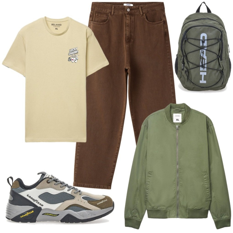 Outfit uomo - #cambio.gomme. Stile Trendy per Tutti i giorni. Abbinamento con bomber, pantaloni, t-shirt, sneakers, zaini.