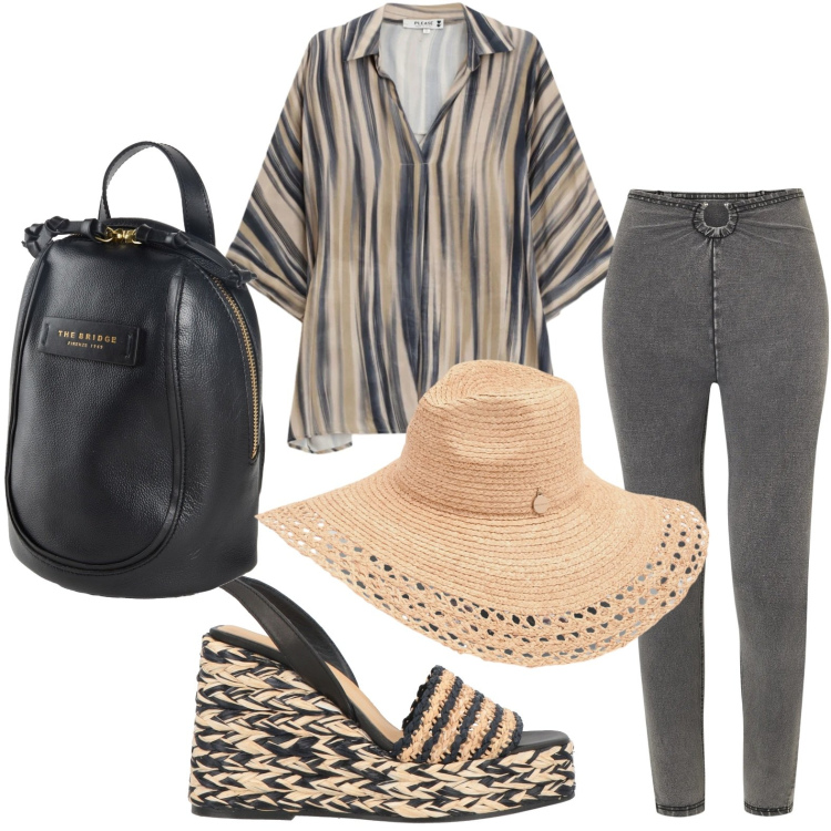 Outfit donna - Color savana. Stile Trendy per Tutti i giorni. Abbinamento con zaini, espadrillas, cappelli, camicie, jeggings.