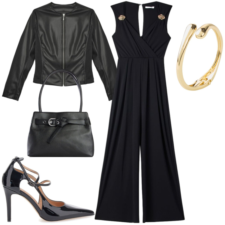 Outfit donna - Serata. Stile Glamour per Serata fuori. Abbinamento con borse a mano, braccialetti, giacche, tute, décolleté.