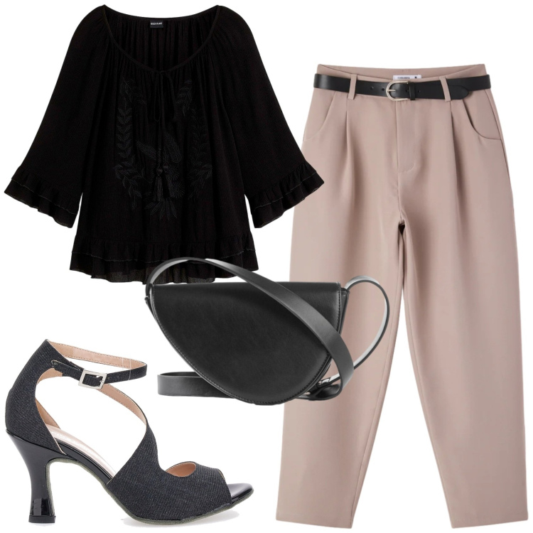 Outfit donna - Total look #2378761. Stile Chic per Serata fuori. Abbinamento con borse a tracolla, tuniche, pantaloni, scarpe col tacco.