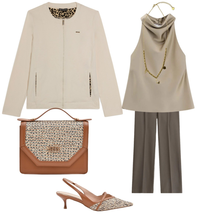 Outfit donna - Total look #2378810. Stile Chic per Serata fuori. Abbinamento con pantaloni, top, décolleté, pochette, felpe, ciondoli.