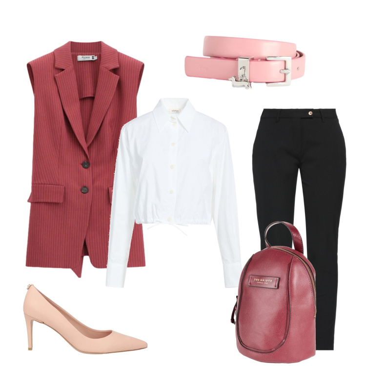 Outfit donna - Berry Professional. Stile Casual chic per Tutti i giorni. Abbinamento con décolleté, pantaloni, zaini, camicie, gilet, cinture.