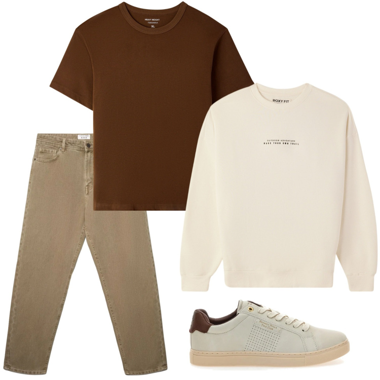 Outfit uomo - In giro con gli amici. Stile Casual per Tutti i giorni. Abbinamento con jeans, t-shirt, felpe, sneakers.