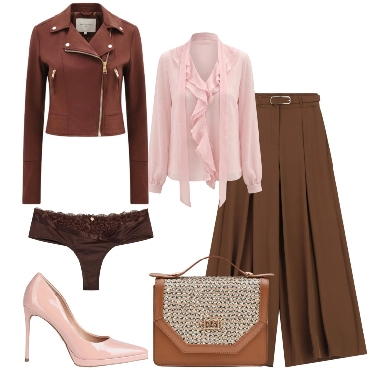 Outfit donna - Total look #2378837. Stile Chic per Serata fuori. Abbinamento con décolleté, culotte, pantaloni a palazzo, pochette, bluse, giacche.