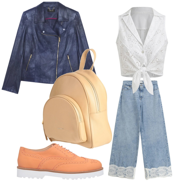 Outfit donna - I jeans romantici. Stile Romantica per Tutti i giorni. Abbinamento con scarpe stringate, zaini, blazer, jeans, top.