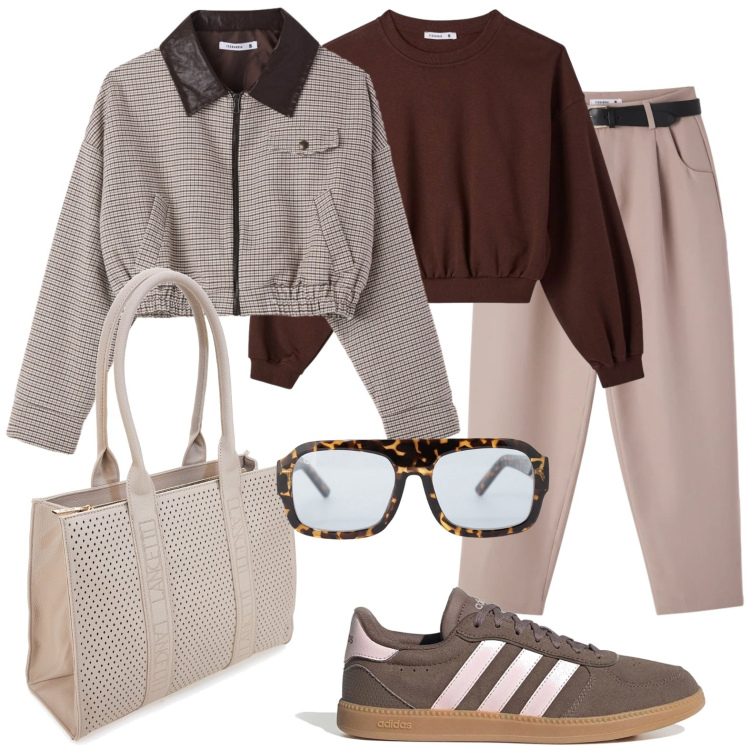 Outfit donna - Borsa shopping. Stile Mannish per Scuola/Università. Abbinamento con pantaloni, felpe, cappotti, occhiali da sole, sneakers, borse a spalla.