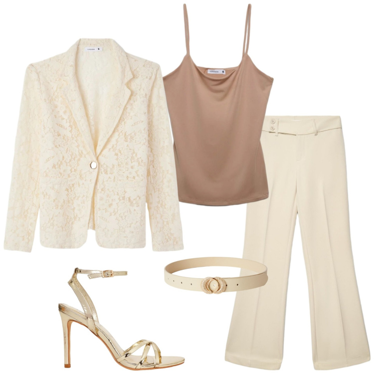 Outfit donna - Terranova spring deals. Stile Chic per Cerimonia. Abbinamento con blazer, pantaloni, canottiere, sandali col tacco, cinture.