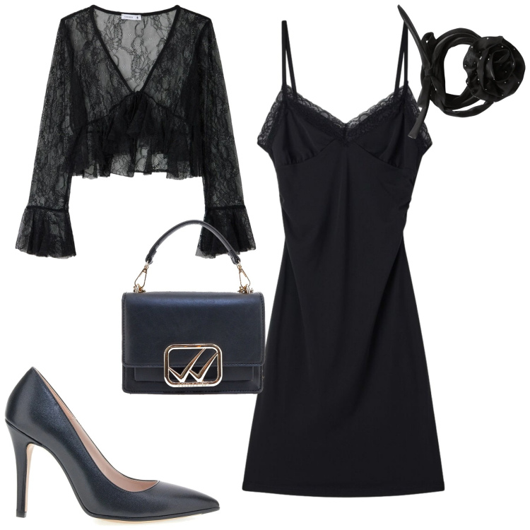 Outfit donna - Black. Stile Minimal per Serata fuori. Abbinamento con bluse, collane, vestiti a tubino, borse a tracolla, décolleté.
