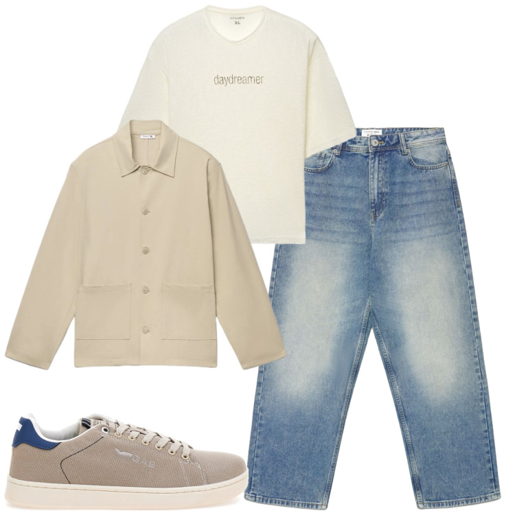 Outfit uomo - Total look #2379021. Stile Casual per Tutti i giorni. Abbinamento con cappotti, jeans dritti, t-shirt, sneakers.