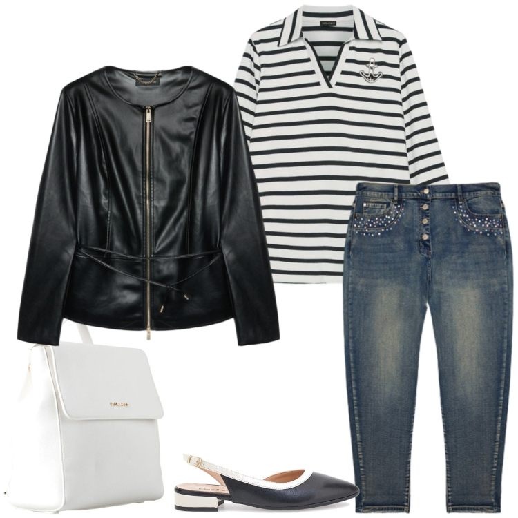 Outfit donna - Total look #2379125. Stile Urban per Tutti i giorni. Abbinamento con zaini, blazer, jeans, polo, ballerine.
