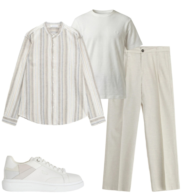 Outfit uomo - Aperitivo. Stile Trendy per Serata speciale. Abbinamento con pantaloni, camicie, sneakers, t-shirt.