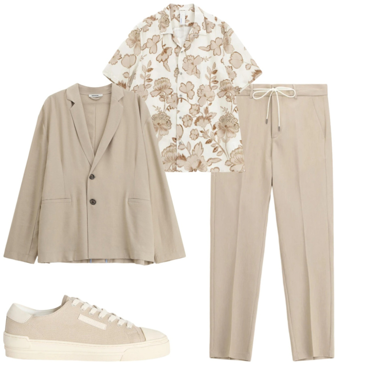 Outfit uomo - A cena. Stile Trendy per Serata speciale. Abbinamento con sneakers, giacche, pantaloni, camicie a manica corta.