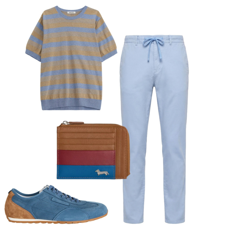 Outfit uomo - Total look #2379149. Stile Urban per Tutti i giorni. Abbinamento con maglieria, portamonete, sneakers, pantaloni.