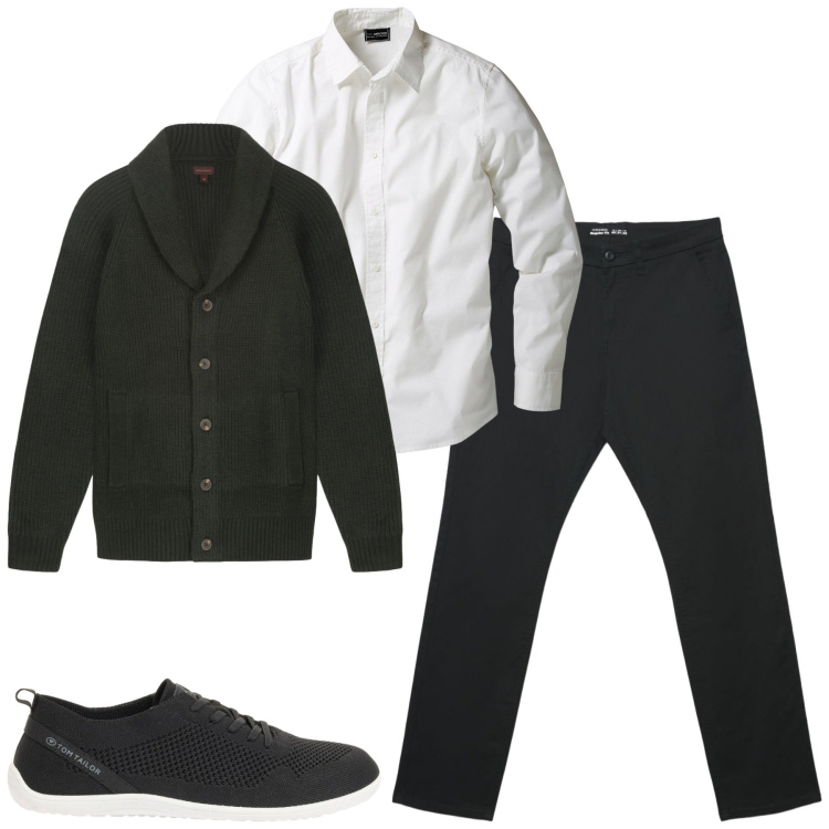 Outfit uomo - Total look #2379158. Stile Urban per Tutti i giorni. Abbinamento con camicie, sneakers, pantaloni chino, cardigans.