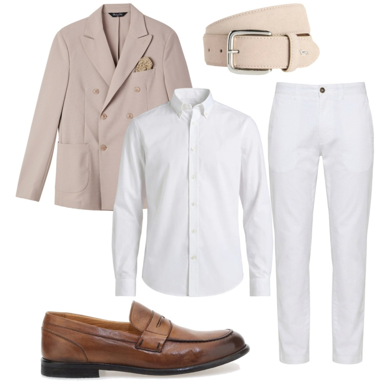 Outfit uomo - Total look #2379187. Stile Business/Elegante per Cerimonia. Abbinamento con giacche, cinture, camicie, pantaloni, scarpe stringate.