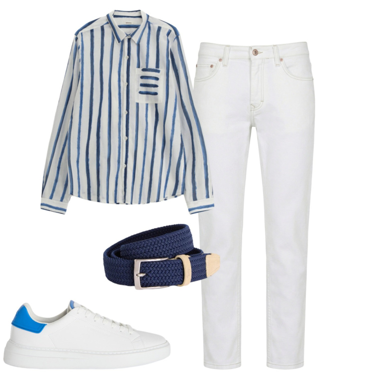 Outfit uomo - Jeans e camicia. Stile Urban per Tutti i giorni. Abbinamento con camicie, cinture, jeans, sneakers.