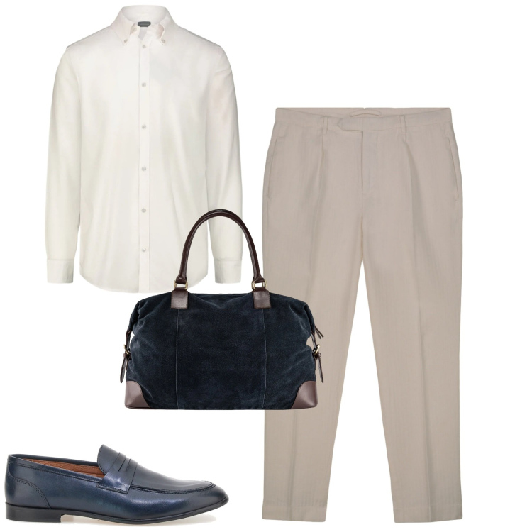 Outfit uomo - City. Stile Urban per Tutti i giorni. Abbinamento con borse sportive, pantaloni, camicie, scarpe stringate.