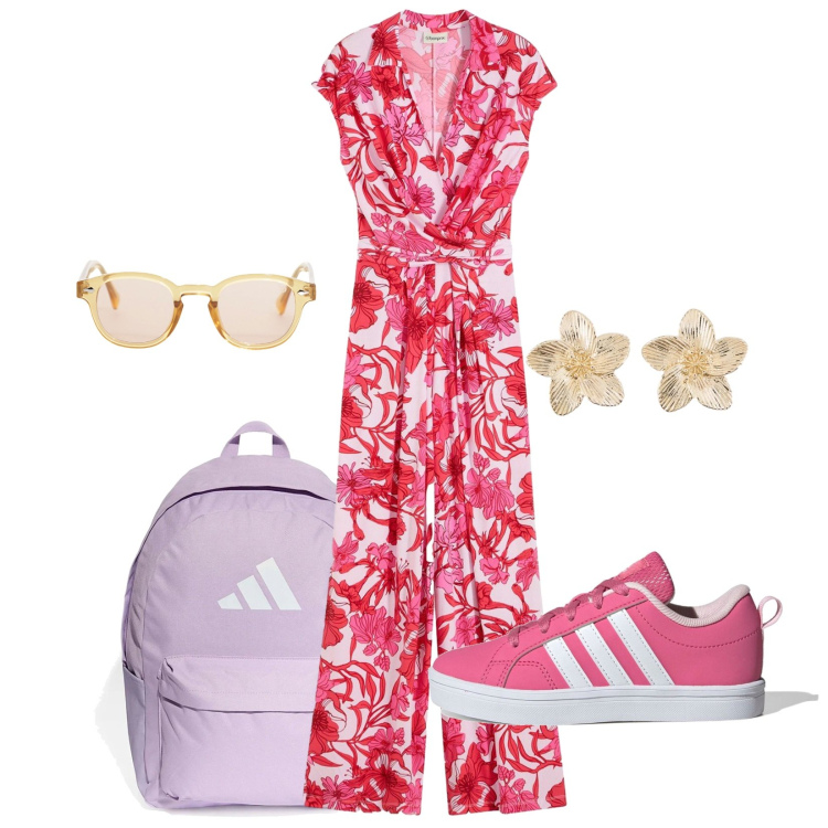Outfit donna - Total look #2379232. Stile Romantica per Tutti i giorni. Abbinamento con tute, orecchini, occhiali da sole, zaini, sneakers.