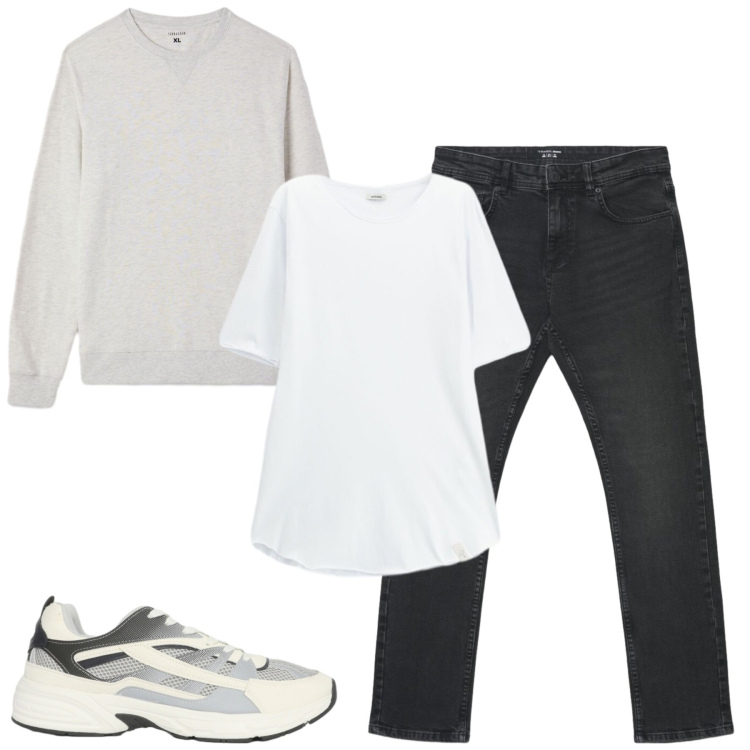 Outfit uomo - Total look #2379233. Stile Casual per Tutti i giorni. Abbinamento con sneakers, jeans, felpe, t-shirt.