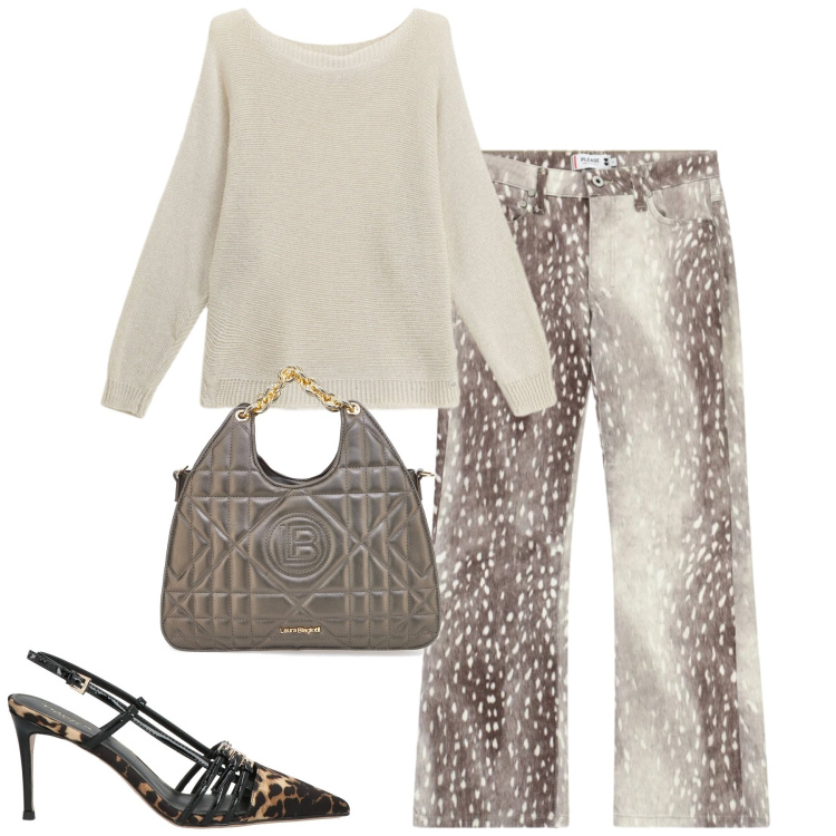 Outfit donna - City. Stile Urban per Tutti i giorni. Abbinamento con décolleté, pantaloni, maglieria, borse a mano.