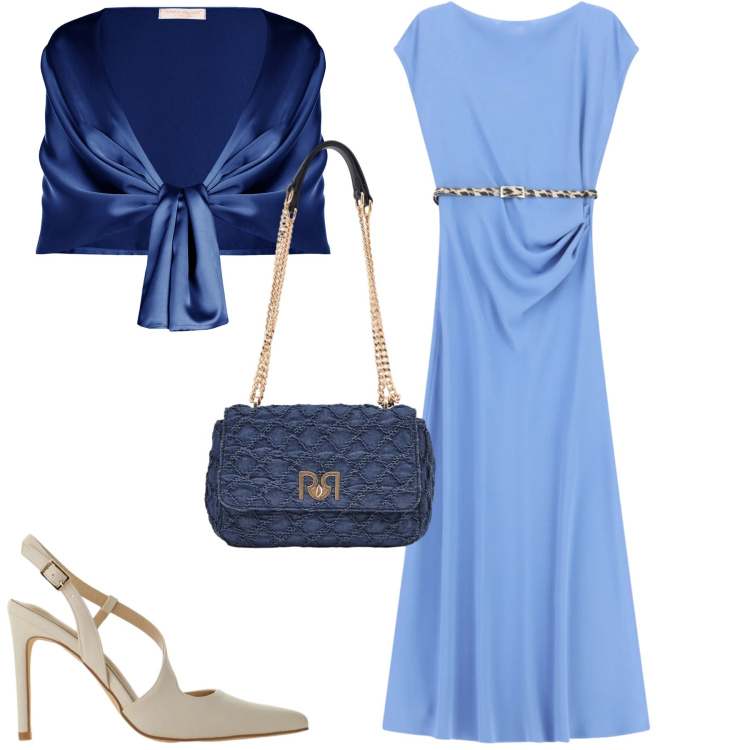 Outfit donna - Cerimonia. Stile Chic per Cerimonia. Abbinamento con vestiti midi/longuette, décolleté, stole, borse a spalla.