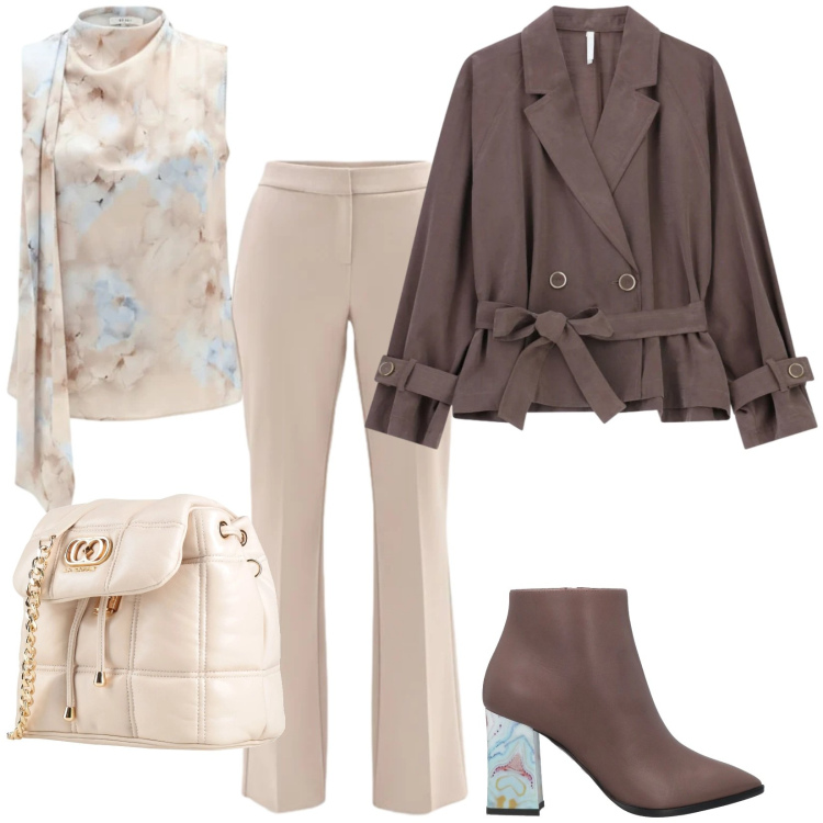 Outfit donna - Total look #2379342. Stile Chic per Tutti i giorni. Abbinamento con stivaletti, valigie, blazer, pantaloni, canottiere.
