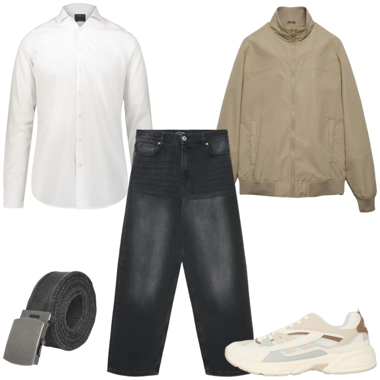 Outfit uomo - Total look #2379345. Stile Casual per Tutti i giorni. Abbinamento con cinture, sneakers, bomber, jeans, camicie.