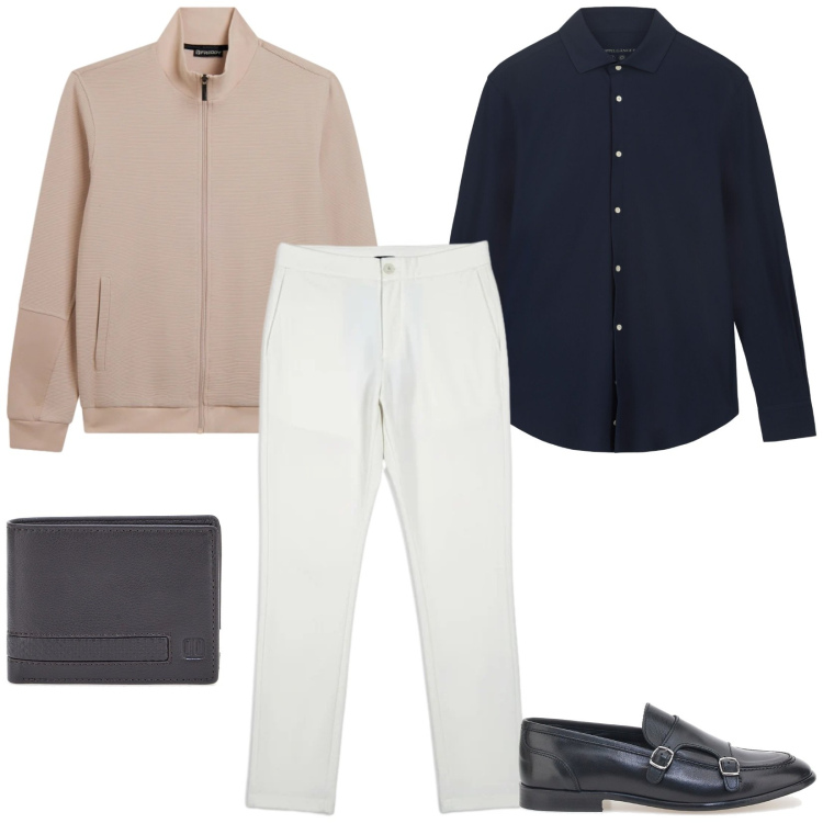 Outfit uomo - Total look #2379346. Stile Casual per Ufficio. Abbinamento con felpe, pantaloni, scarpe stringate, portafogli, camicie.