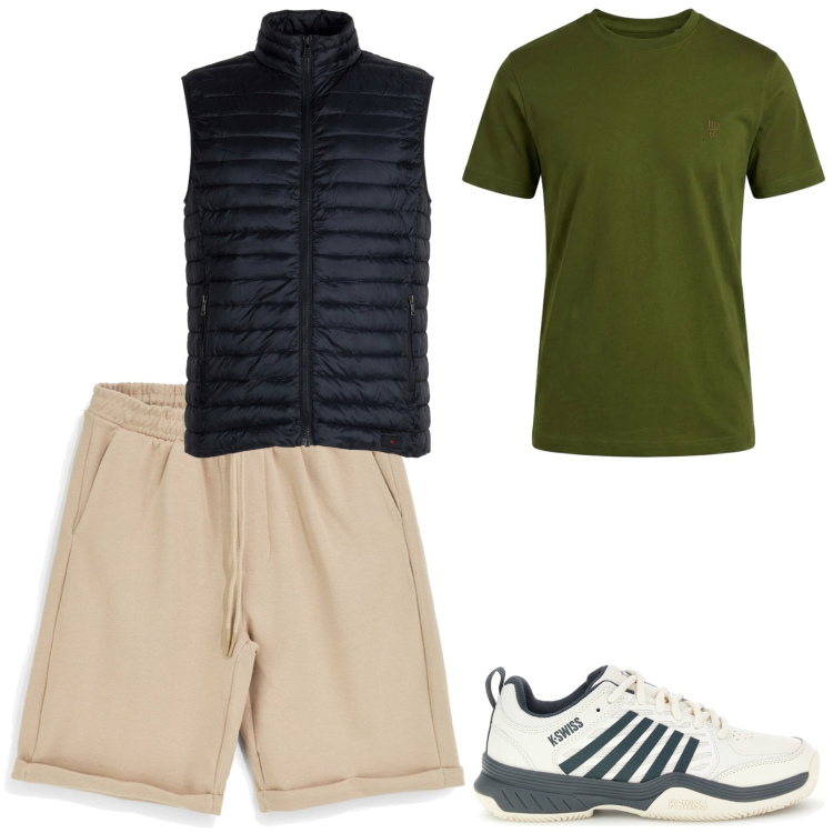 Outfit uomo - Total look #2379347. Stile Casual per Tutti i giorni. Abbinamento con t-shirt, piumini, bermuda, sneakers.