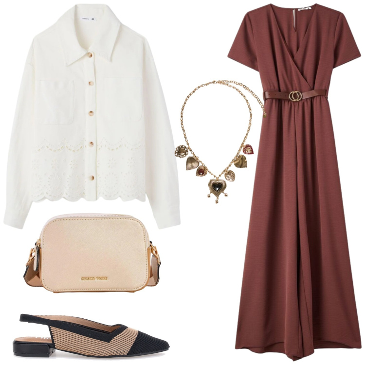 Outfit donna - Total look #2379361. Stile Romantica per Tutti i giorni. Abbinamento con borse a tracolla, collane, vestiti lunghi, ballerine, cappotti.