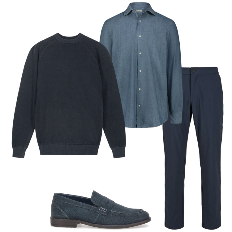 Outfit uomo - Stile casual di aprile. Stile Casual per Tutti i giorni. Abbinamento con pantaloni, scarpe stringate, camicie, maglieria.
