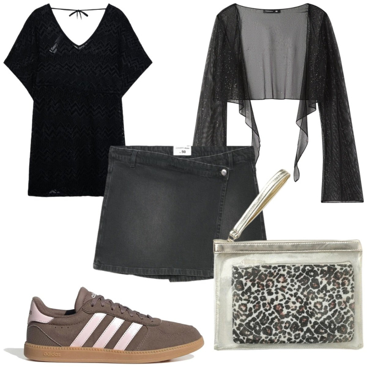 Outfit donna - Total look #2379387. Stile Trendy per Tutti i giorni. Abbinamento con blazer, pochette, gonne, caftani, sneakers.