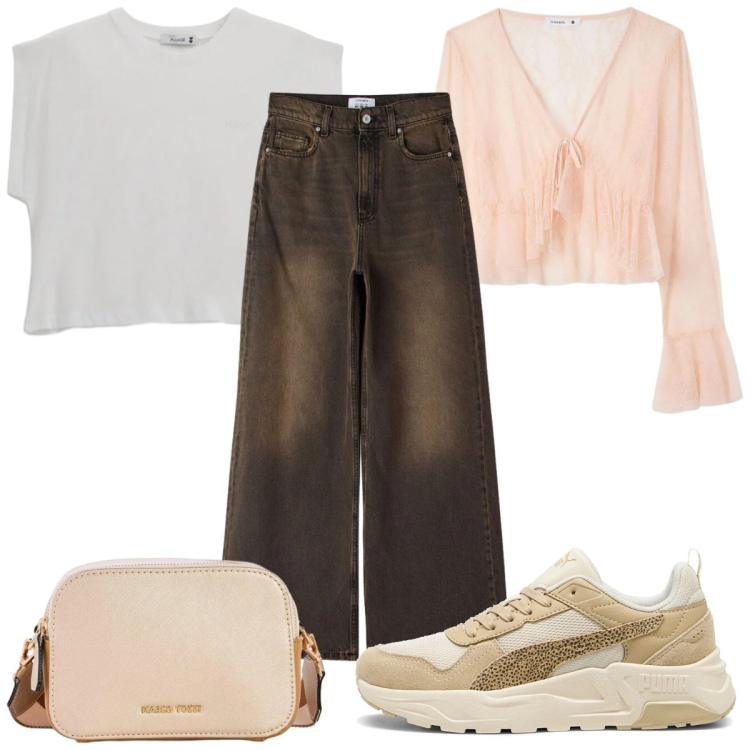 Outfit donna - Total look #2379396. Stile Casual per Tutti i giorni. Abbinamento con borse a tracolla, jeans, bluse, top, sneakers.