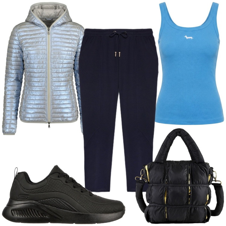 Outfit donna - Total look #2379398. Stile Basic per Tutti i giorni. Abbinamento con pantaloni, canottiere, borse a mano, piumini, sneakers.