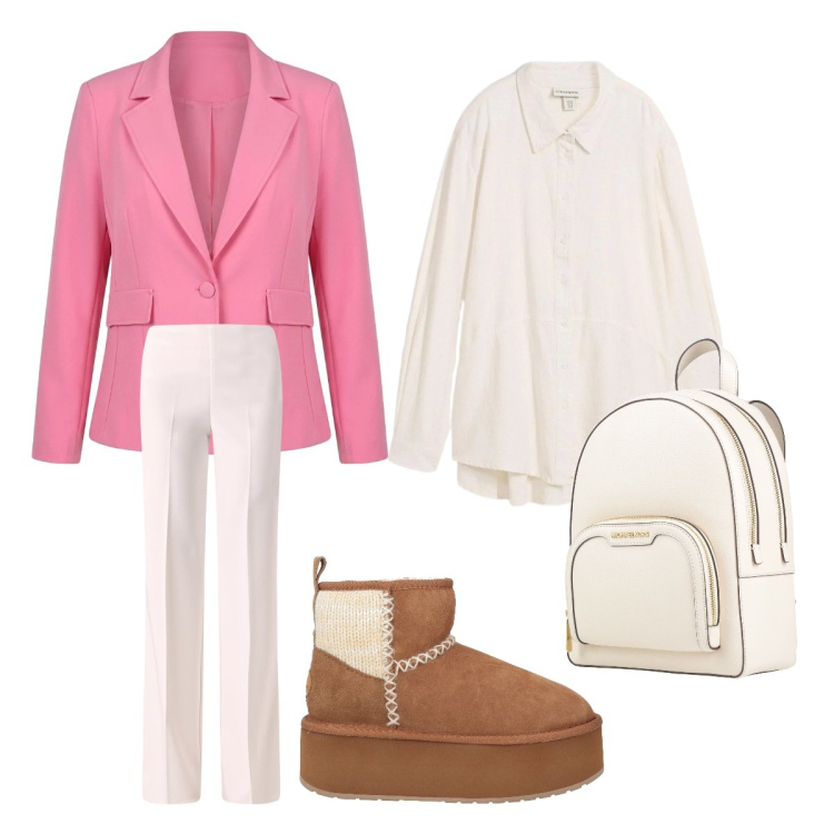 Outfit donna - Blazer colorato. Stile Preppy per Scuola/Università. Abbinamento con zaini, stivaletti, camicie, pantaloni a palazzo, blazer.
