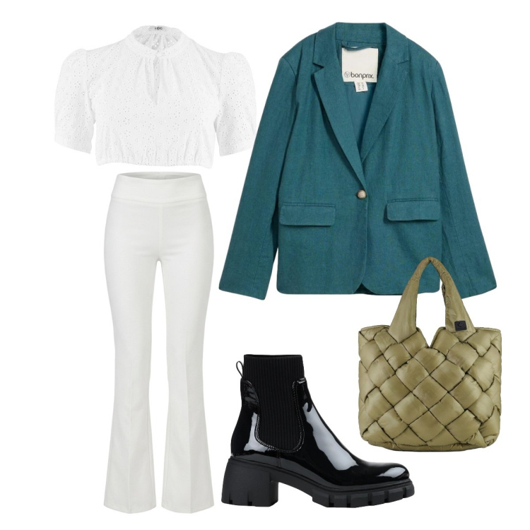 Outfit donna - Blazer di primavera - @antonellal. Stile Preppy per Tutti i giorni. Abbinamento con stivaletti, camicie, blazer, pantaloni, borse tote.