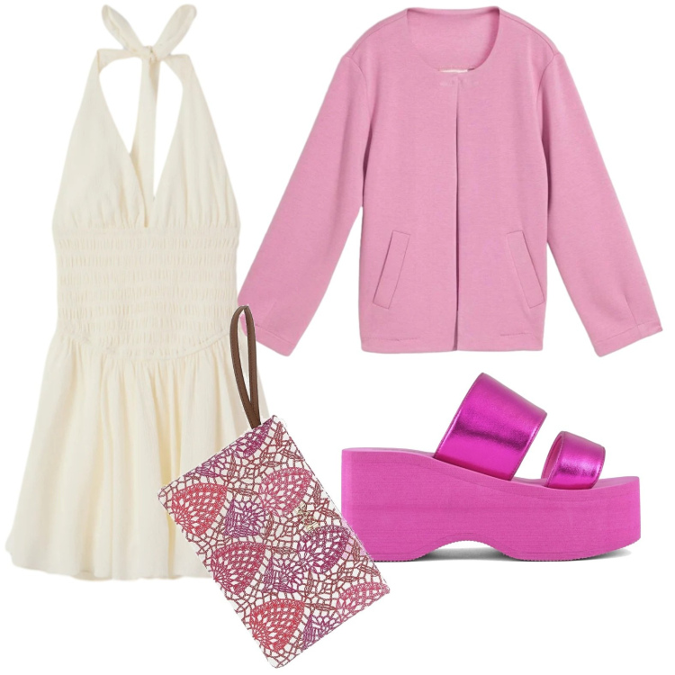 Outfit donna - Stile lolita. Stile Trendy per Tutti i giorni. Abbinamento con blazer, tuta corta, pochette, zeppe.