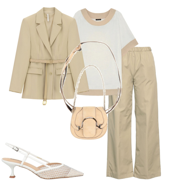 Outfit donna - Total look #2379446. Stile Urban per Tutti i giorni. Abbinamento con pantaloni, marsupi, décolleté, blazer, t-shirt.