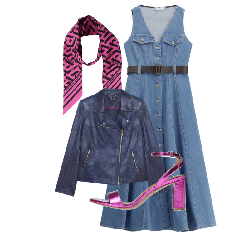 Outfit donna - Total look #2379454. Stile Casual per Serata fuori. Abbinamento con sciarpe, sandali in pelle, blazer, vestiti midi/longuette.