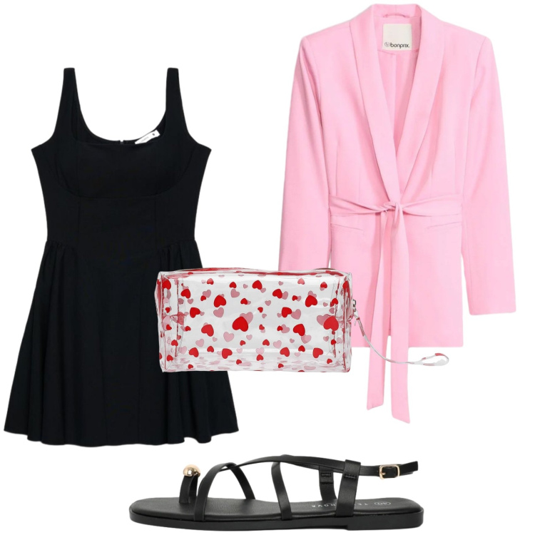 Outfit donna - Blazer rosa confetto. Stile Minimal per Tutti i giorni. Abbinamento con blazer, vestiti, valigie, sandali.