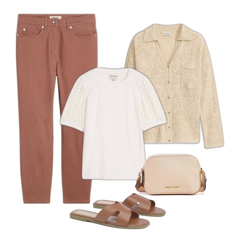 Outfit femme - Dentelle. Style Casual chic pour Tous les jours. Assortir avec t-shirts, pulls, sacs en bandoulière, pantalon , sandales.