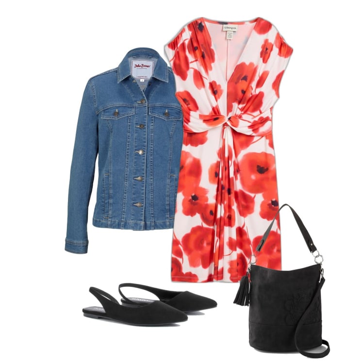 Outfit femme - Coquelicots. Style Romantique pour Tous les jours. Assortir avec manteaux, sacs à main, robes, chaussures à talon.