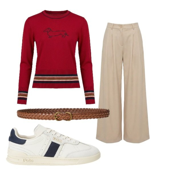 Outfit donna - Sorbetto Mood - Harmont & Blaine. Stile Preppy per Tutti i giorni. Abbinamento con maglieria, pantaloni, sneakers, cinture.