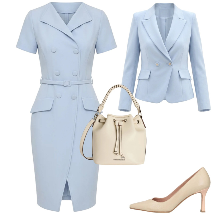 Outfit donna - Bon ton. Stile Bon Ton per Tutti i giorni. Abbinamento con décolleté, vestiti midi/longuette, blazer, borse a secchiello.