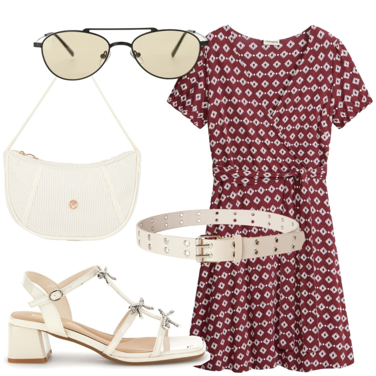 Outfit donna - Total look #2379523. Stile Basic per Tutti i giorni. Abbinamento con vestiti, cinture, occhiali da sole, borse a mano, sandali col tacco.